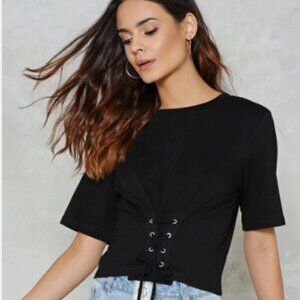 Zara Black Lace-Up Women's Top